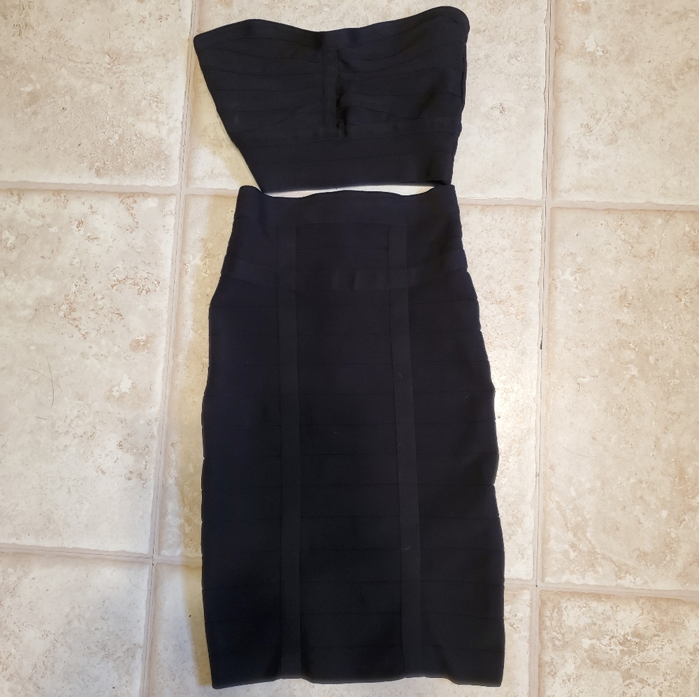 Bebe Two Piece Strapless Set Bandage Bodyc…